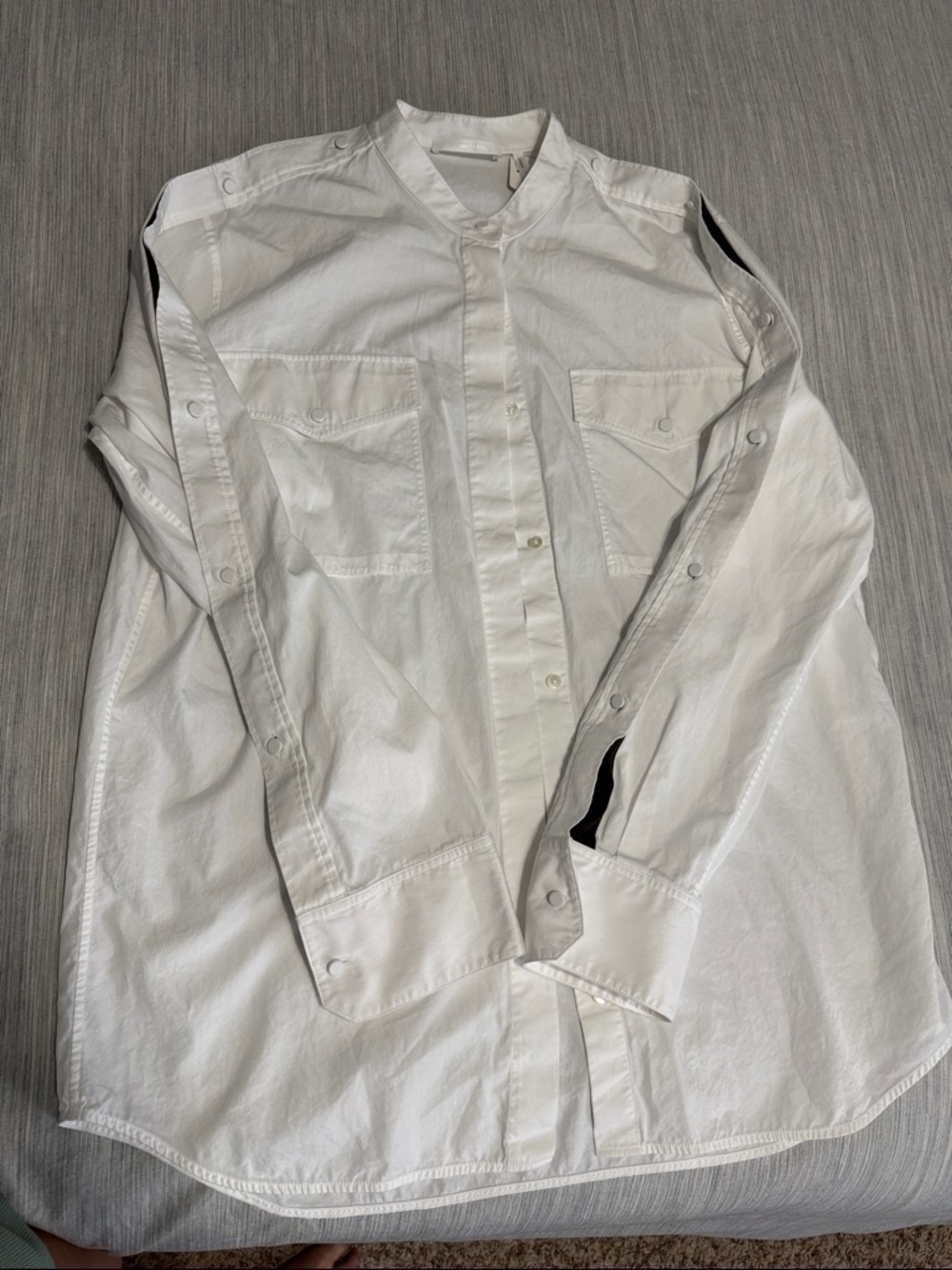 Helmut Lang Men's White Buttoned Sleeves Buttom-Up Utility Shirt